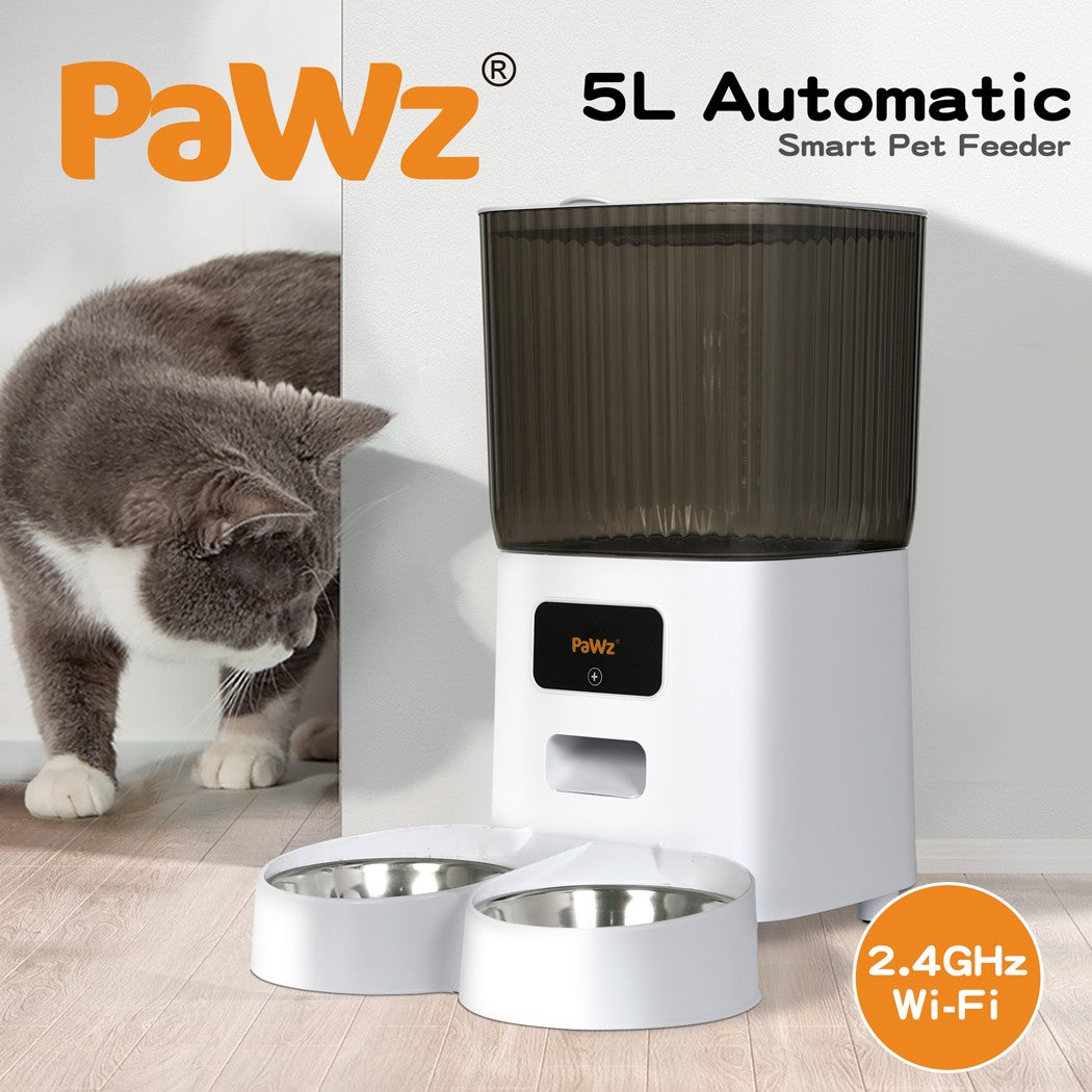 Pawz 5L Automatic Pet Feeder Double Bowl Dog Cat Auto Smart Food Dispenser Timer