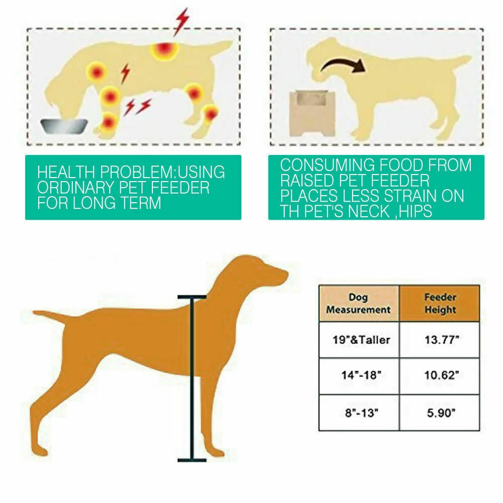 Pawz Pet Feeder Bowl Dual Elevated Raised Dog Puppy Stainless-Stee