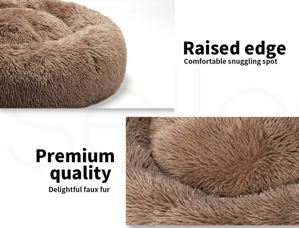 Pawz Dog Calming Bed Warm Soft Plush Thicker round Comfy Sleeping Large Washable