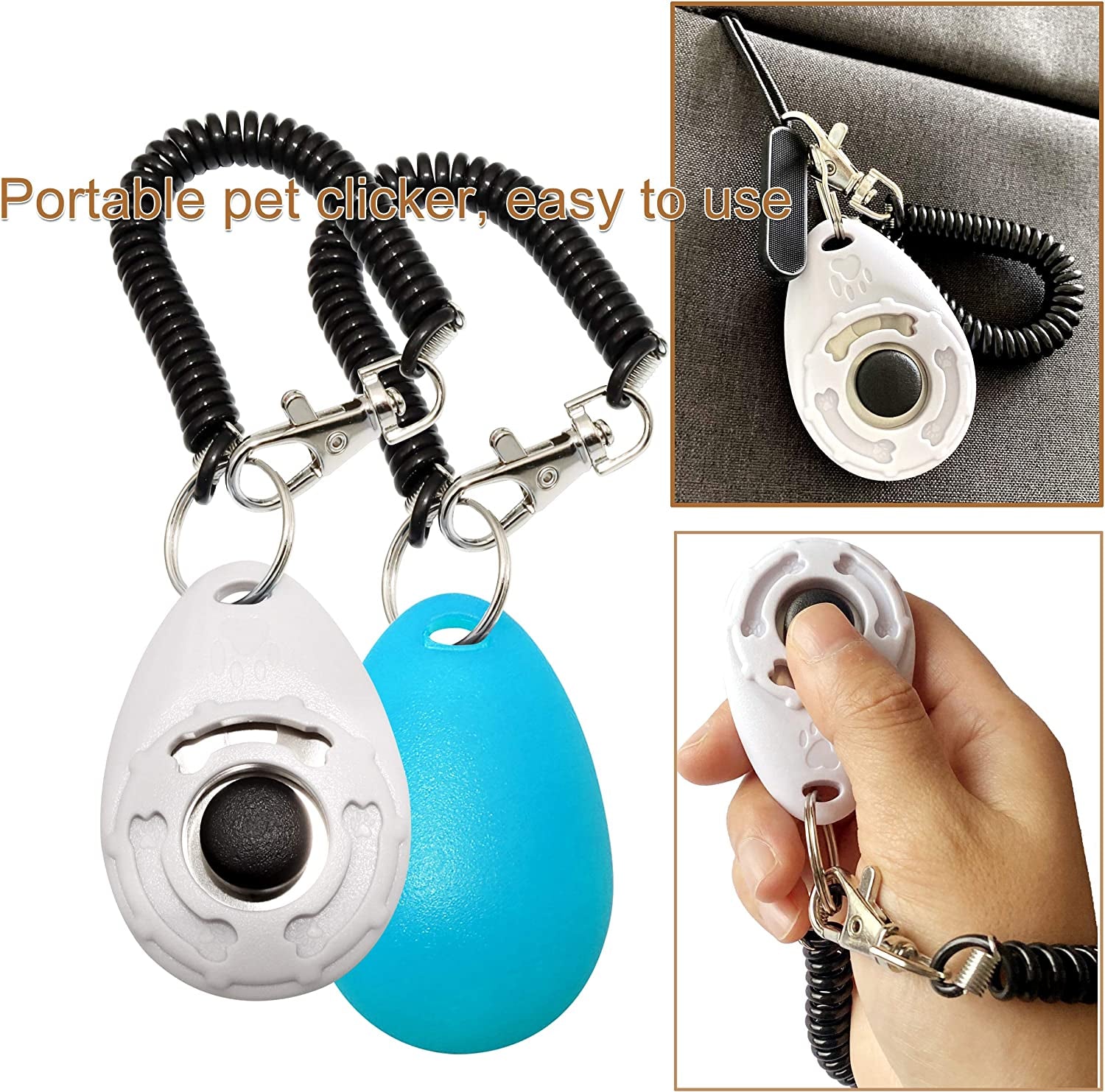 Training Clicker for Pet like Dog Cat Horse Bird Dolphin Puppy with Wrist Strap, 2 Pack