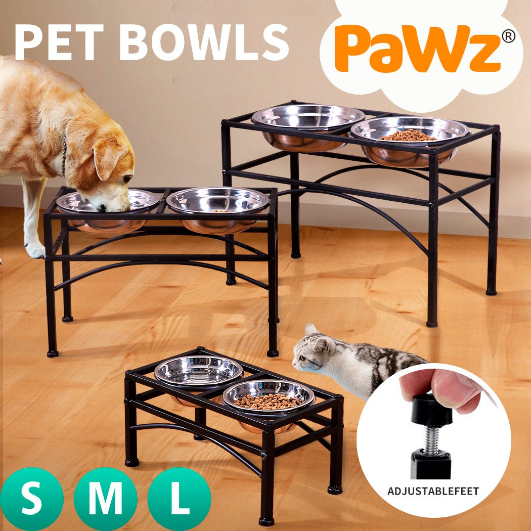 Pawz Pet Feeder Bowl Dual Elevated Raised Dog Puppy Stainless-Stee