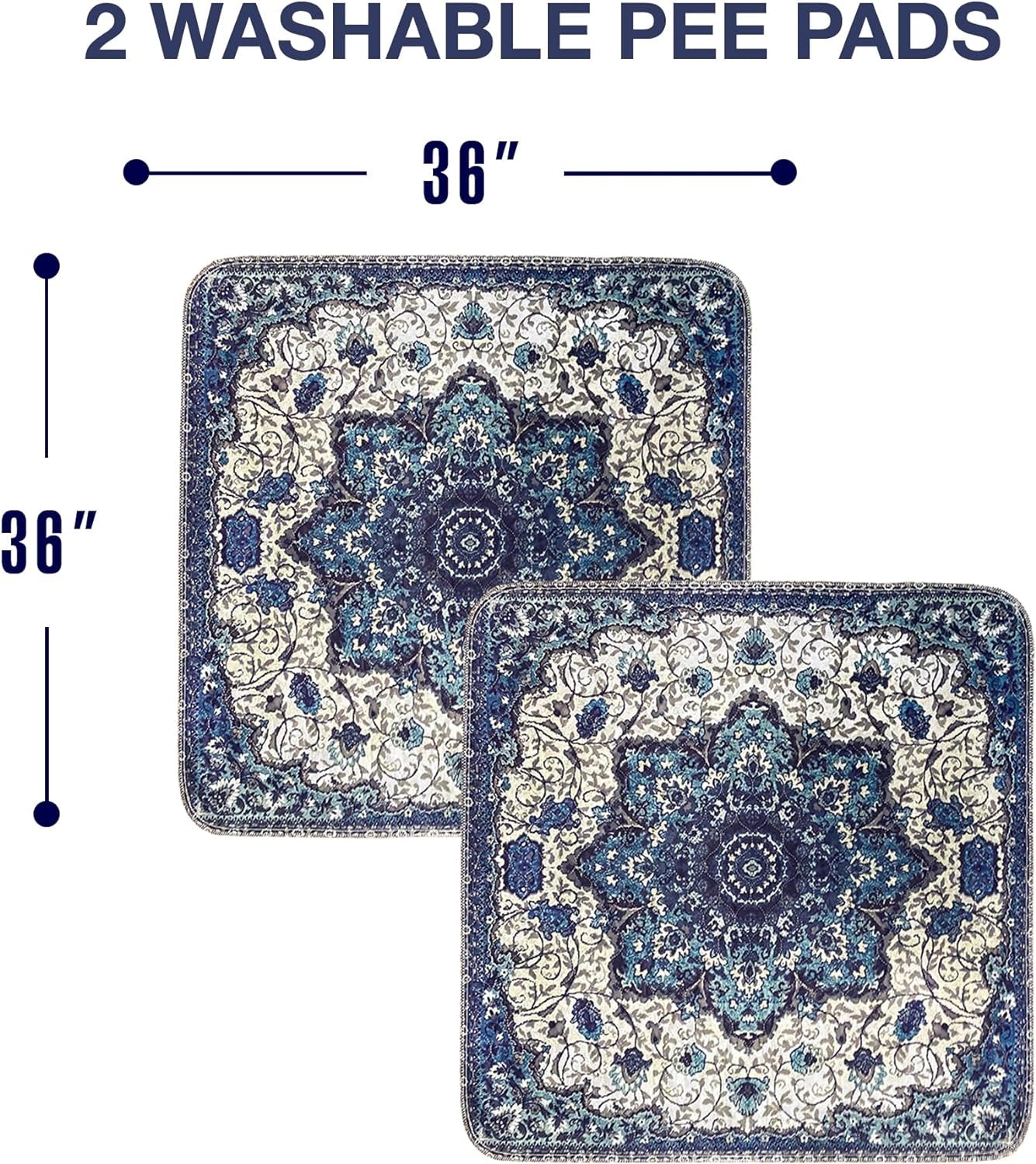 Washable Pee Pads for Dogs, Cat Litter Mat, Puppy Pads, Reusable Pet Training Pads, Extra Large 36 X 36 (2 Pack) by